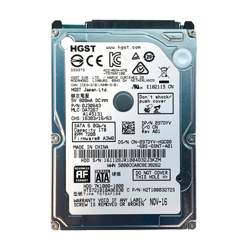 097DYV Dell 1TB 7200RPM SATA 6Gb/s 32MB Cache 2.5-Inch Hard Drive