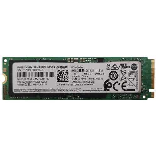 09Y4V9 Dell 512GB PCI Express NVMe M.2 2280 Solid State Drive