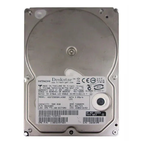 0A32904 Hitachi Deskstar E7K500 Series 500GB 7200RPM SATA 3Gb/s 16MB Cache 3.5-Inch Hard Drive