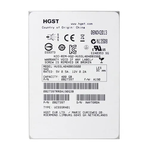 0B27397 HGST Ultrastar SSD400S.B Series 400GB Single-Level Cell SAS 6Gb/s 2.5-inch Solid State Drive