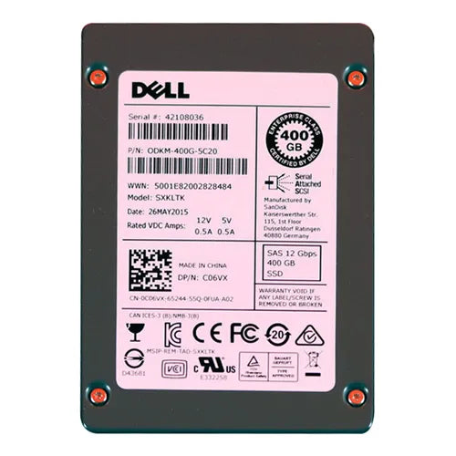 0C06VX Dell 400GB Multi-Level Cell SAS 12Gb/s Hot-Pluggable 2.5-Inch Solid State Drive