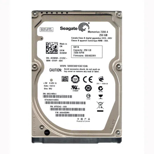 0C385R Dell 250GB 7200RPM SATA 3Gb/s 16MB Cache 2.5-Inch Hard Drive
