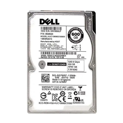 0G76RF Dell 600GB 10000RPM SAS 6Gb/s 2.5-Inch Hard Drive