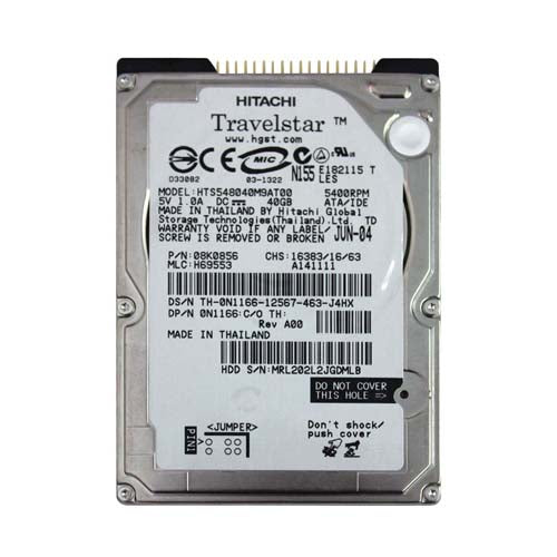 0N1166 Dell 40GB 5400RPM IDE Ultra ATA/100 (ATA-6) 2MB Cache 2.5-Inch Hard Drive