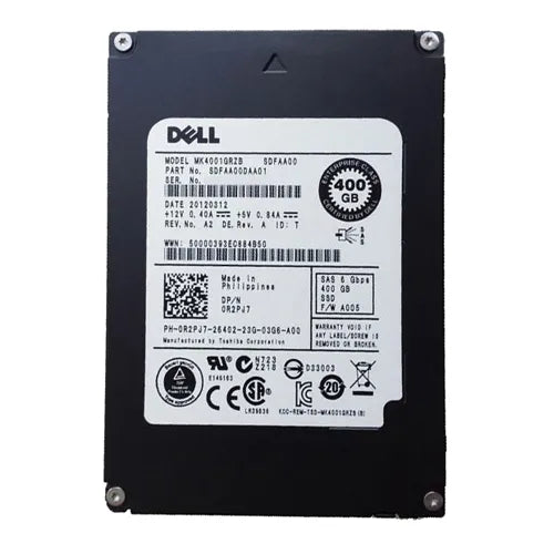 0R2PJ7 Dell 400GB Single-Level Cell SAS 6Gb/s Hot-Pluggable 2.5-Inch Solid State Drive for PowerEdge Servers