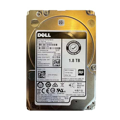 0RVDCJ Dell 1.8TB 10000RPM SAS 12Gb/s Hot-Pluggable 128MB Cache (512e) 2.5-Inch Hard Drive with Tray for PowerEdge Servers
