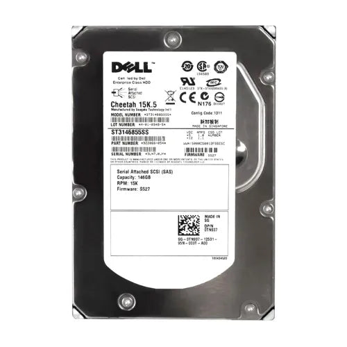 0TN937 Dell 147GB 15000RPM SAS 3Gb/s Hot-Pluggable Single Port 16MB Cache 3.5-Inch Hard Drive with Tray for PowerEdge Server