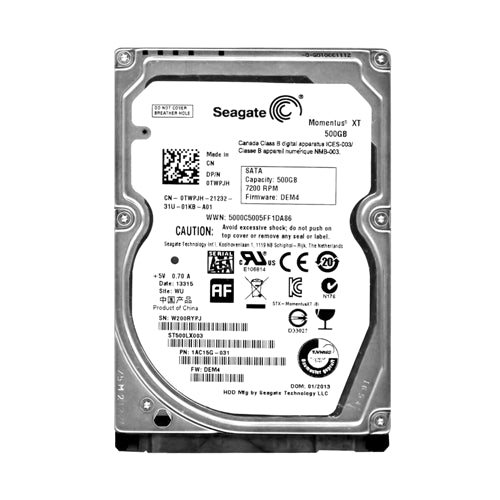 0TWPJH Dell 500GB 7200RPM SATA 6Gb/s 32MB Cache 2.5-Inch Hard Drive