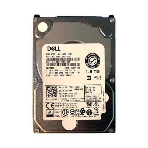 0WRRF Dell 1.8TB 10000RPM SAS 12Gb/s Hot-Swappable 128MB Cache 2.5-Inch Hard Drive with Tray for PowerEdge Server