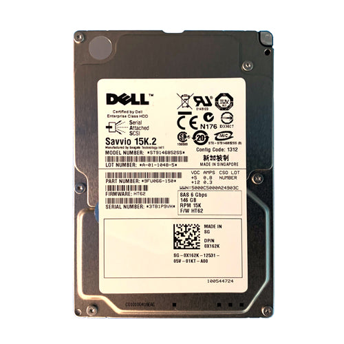 0X162K Dell 146GB 15000RPM SAS 6Gb/s Hot-Pluggable 2.5-Inch Hard Drive with Tray for PowerEdge Servers