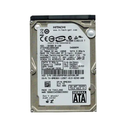 Travelstar 5K500.B Series 160GB 5400RPM SATA 3Gb/s 8MB Cache 2.5-Inch Hard Drive