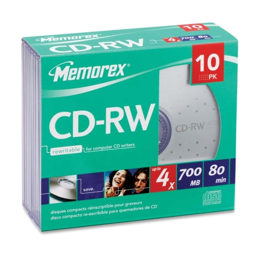 32023408 Imation Memorex 700MB 4x CD-RW Optical Media (10-Pack)