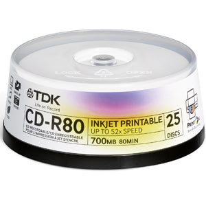 ZCD-R80IWHCB50 TDK 700MB 52x CD-R Optocal Media (50-Pack)