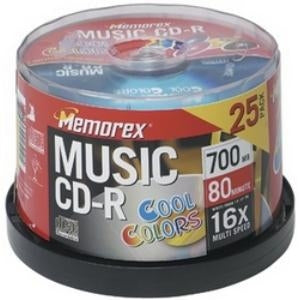 15402510 Imation Memorex 700MB 52x CD-R Optical Media (25-Pack)