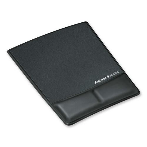 9180901-B2 Fellowes Mse Pad Wrist Sup Microban Blk Lthr