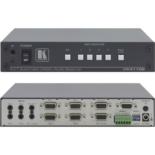 VP-411DS Kramer 4-Ports RCA 4x1 Computer Graph Vid & Ster Aud Sby Switcher (Refurbished)