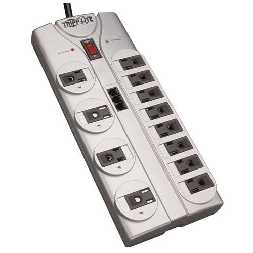 TLP1208TELTV-B2 Tripp Lite Surge Protector 12out Tel/dsl Perp Coax 8ft Cord 2880j (Refurbished)