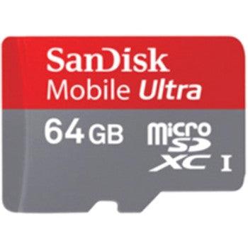 SanDisk - SDSDQY-064G-U46A - 64GB Mobile Ultra MicroSDXC Class 10 Flash Memory Card with SD Adapter