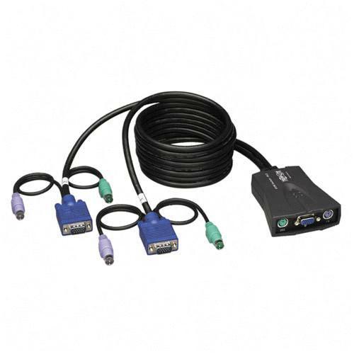 B030-002-R Tripp Lite 2-Port All-in-One KVM Switch 2 x 1 2 x mini-DIN (PS/2) Keyboard, 2 x mini-DIN (PS/2) Mouse, 2 x HD-15 Video Desktop