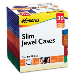 32021930CP2 Memorex Storage Casecolorjewelslim30/pk