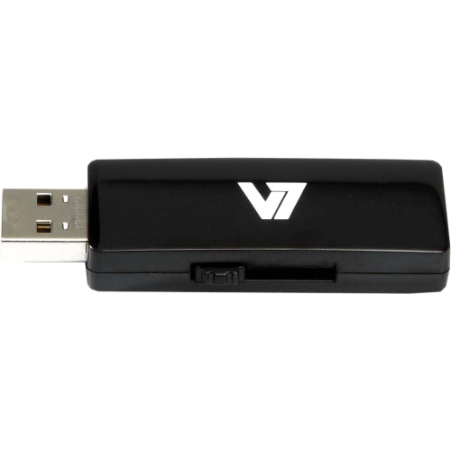 VU28GAR-BLK-2N V7 8GB Flash Drive USB 2.0 Black Ext Retractable Connector