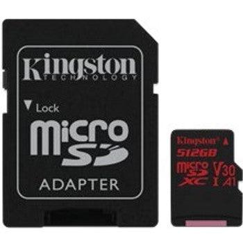 Kingston - SDCR/512GB - Canvas React 512GB microSDXC Class 10/UHS-I (U3) 100 MB/s Read 80 MB/s Write