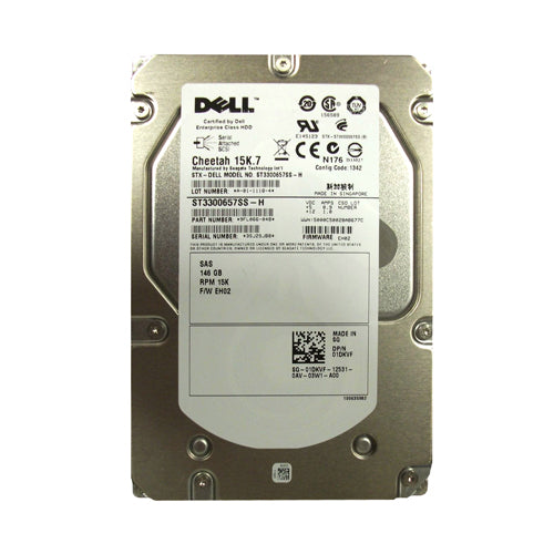 1DKVF Dell 146GB 15000RPM SAS 3Gb/s Hot-Swappable 16MB Cache 3.5-Inch Hard Drive