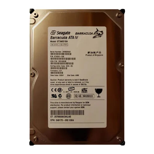 249172-002 HP 40GB 7200RPM IDE/ATA 8MB Cache 3.5-Inch Hard Drive