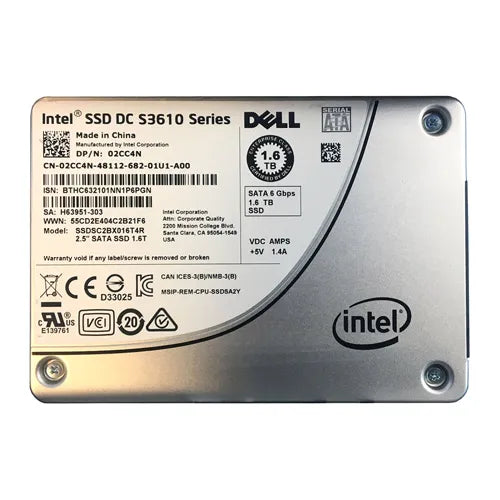 2CC4N Dell 1.6TB Multi-Level Cell SATA 6Gb/s Mixed Use 2.5-Inch Solid State Drive