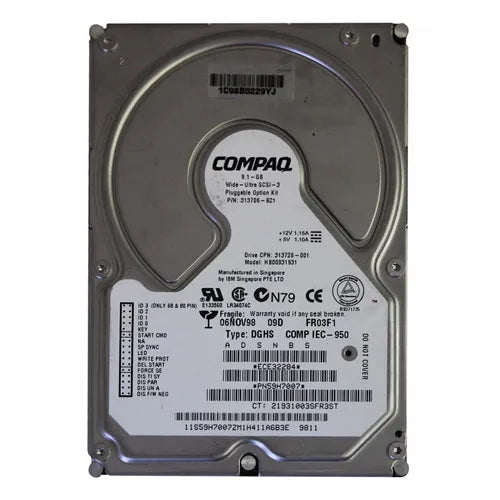 313726-001 Compaq 9.1GB 7200RPM Ultra2 Wide SCSI 3.5 Inch Hard Drive