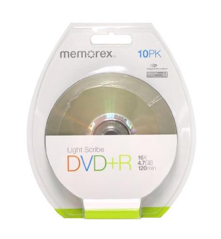 32025527 Imation Memorex 4.7GB 16x Lightscribe DVD+R Optical Media (10-Pack)