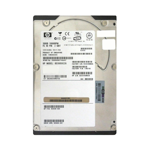 365609-001 HP 300GB 10000RPM Fibre Channel 2Gb/s Hot-Pluggable Dual Port 3.5-inch Hard Drive