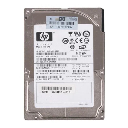 375863-011 HP 146GB 10000RPM SAS 3Gb/s SFF Hot-Pluggable Single Port 2.5-inch Hard Drive with Tray