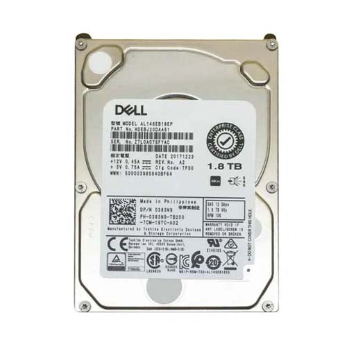 383N9 Dell 1.8TB 10000RPM SAS 12Gb/s Hot-Pluggable (4Kn) 2.5-Inch Hard Drive with Tray for PowerEdge Server & PowerVault Server