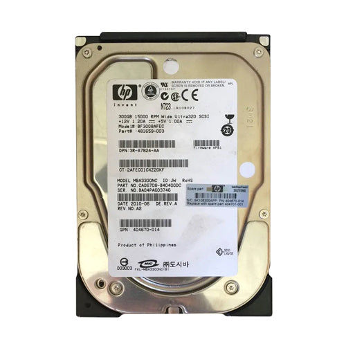 404701-001 HP 300GB 10000RPM Ultra320 SCSI Hot-Pluggable LVD 80-Pin 3.5-inch Hard Drive for ProLiant Blade Server