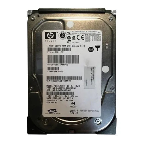 405430-001 HP 146GB 15000RPM SAS 3Gb/s 16MB Cache Hot-Pluggable Single Port 3.5-inch Hard Drive with Tray