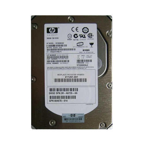 411261-001 HP 300GB 15000RPM Ultra320 SCSI Hot-Pluggable LVD 80-Pin 3.5-inch Hard Drive for ProLiant Gen1 to Gen4 Servers