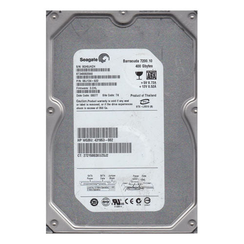 431953-002 HP 400GB 7200RPM SATA 3Gb/s 8MB Cache 3.5-Inch Hard Drive