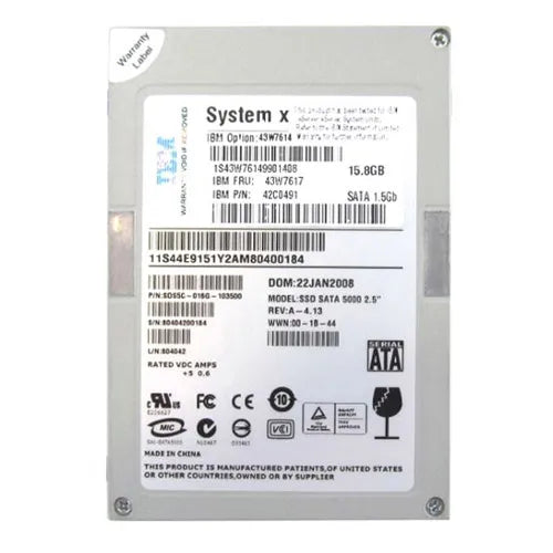 43W7614 IBM 15.8GB SATA 1.5Gb/s 2.5-Inch Solid State Drive