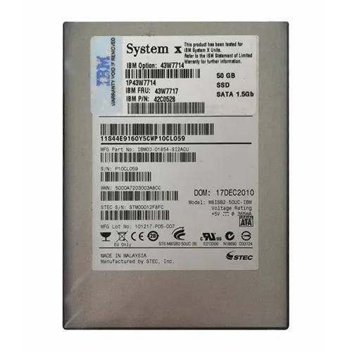 43W7714 IBM 50GB SATA 1.5Gb/s Hot Swappable 2.5-Inch Solid State Drive