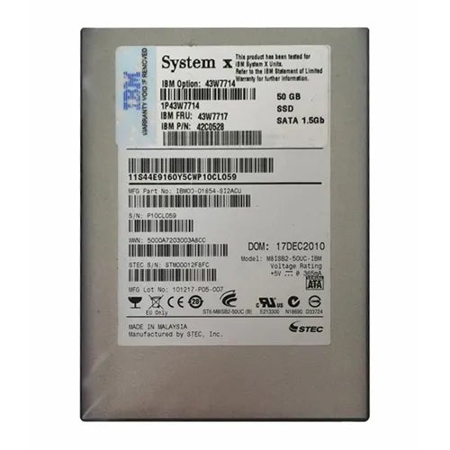43W7717 IBM 50GB SATA 1.5Gb/s Hot Swappable 2.5-Inch Solid State Drive