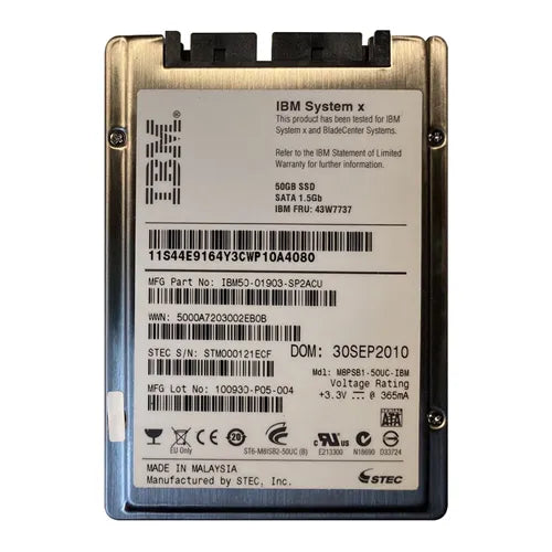 43W7737 IBM 50GB Single-Level Cell SATA 1.5Gb/s 1.8-Inch Solid State Drive