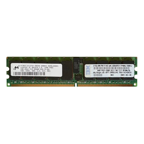43X4975 IBM 4GB DDR2-400MHz PC2-3200 ECC Registered RDIMM CL3 2Rx4 1.8V 240-Pin Memory Module