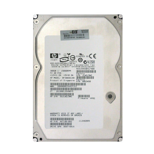447186-002 HP 300GB 15000RPM Fibre Channel 2Gb/s Hot-Pluggable Dual Port 3.5-inch Hard Drive