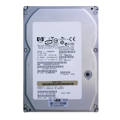 447186-003 HP 450GB 15000RPM Fibre Channel 4Gb/s Hot-Pluggable Dual Port LFF 3.5-inch Hard Drive for StorageWorks