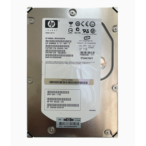 465329-002 HP 400GB 10000RPM Fibre Channel 4Gb/s 40-Pin Hot Pluggable 3.5-Inch Hard Drive for StorageWorks M6412 Enclosures