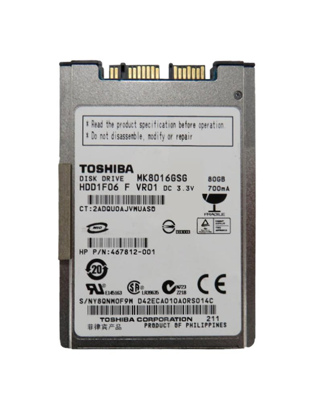 467812-001N HP 80GB SATA 3Gbps 1.8-inch Internal Solid State Drive (SSD)