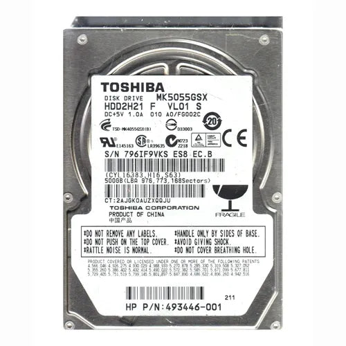 493446-001 HP 500GB 5400RPM SATA 3Gb/s 8MB Cache 2.5-inch Hard Drive