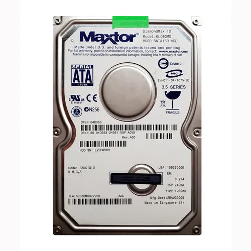 4D353 Dell 80GB 7200RPM SATA 1.5Gb/s 8MB Cache 3.5-Inch Hard Drive