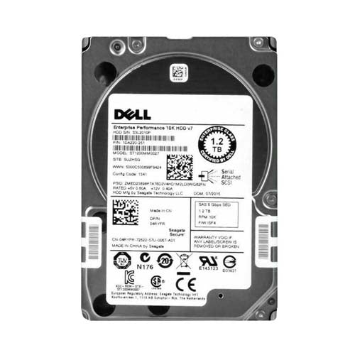 4RYFR Dell 1.2TB 10000RPM SAS 6Gb/s Hot-Pluggable 64MB Cache (512n) (SED) 2.5-Inch Hard Drive with Tray for PowerEdge Server & PowerVault Storage Array